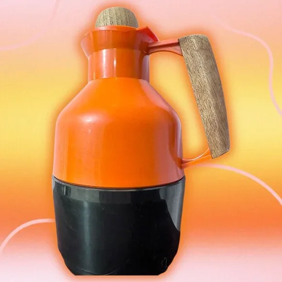 Vintage MCM Orange Black Teak Handle & Stopper G. Rosendahl Swedish Thermos - Picture 14 of 16